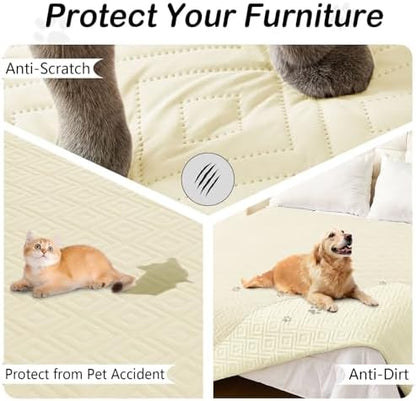 hyha Waterproof Reversible Dog Blanket, Pet Blanket for Sofa Couch