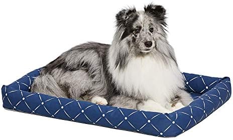 Midwest Homes for Pets 40230-BLD Quiet Time Couture Ashton Bolster Pet Bed, Medium Dog/30, Blue