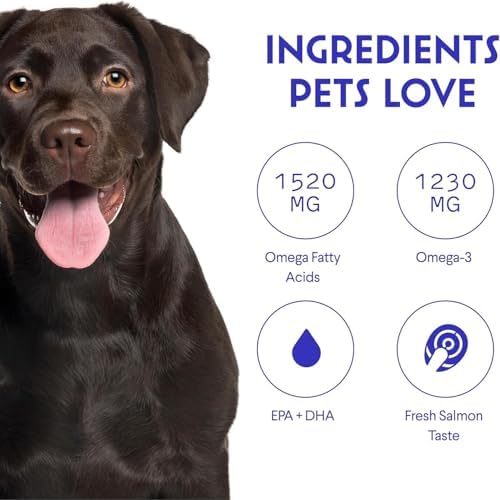 Wonder Paws Fish Oil for Dogs - Omega 3 for Dogs from Alaskan Salmon, Cod & Krill Oil - EPA DHA Fatty Acids - Less Shedding & Itching - Skin, Joint, Immune & Heart Health - Liquid Supplement (32 oz)