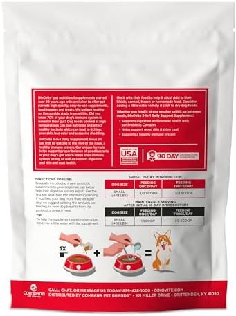 Dinovite Probiotics for Small Dogs, Probiotic Food Topper, 90 Servings
