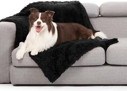 gogobunny Waterproof Dog Blanket for Couch & Furniture Protection - Super Soft Reversible Throw for Large Dogs & Cats, Calming Washable Fur & Sherpa Pet Blanket (40x50 Inch, Black)