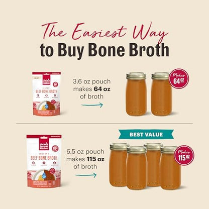 The Honest Kitchen Instant Beef Bone Broth for Dogs & Cats with Turmeric, Human Grade Pet Food, Hydration Supplement, Digestive & Joint Support, Meal Topper, Treat or Enrichment, 6.5 oz Makes 115 oz