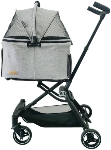 ROODO 2026 Upgraded Version 3 in 1 Dog Cat Stroller with Detachable Carrier Lightweight Folding Portable All Terrain Pet Travel System Puppy Kitty Doggie Bunny Stroller for 30lbs(Light Grey)