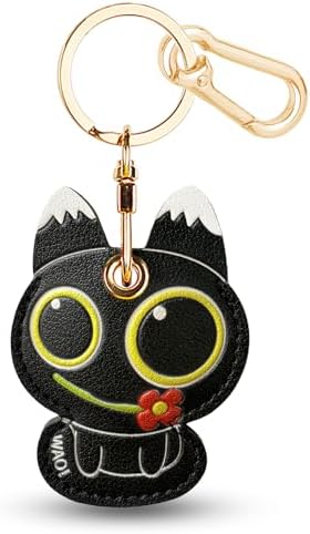 Leather Keychain Holder Case for AirTag, Cute Protective Cover for Apple Airtag KeyChain, GPS Tracker Item Finder