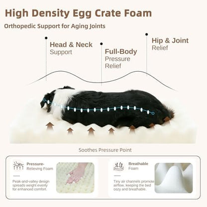 Orthopedic Dog Bed for Large Dogs,Firm Egg Crate Foam,Non-Slip Bottom,Brown