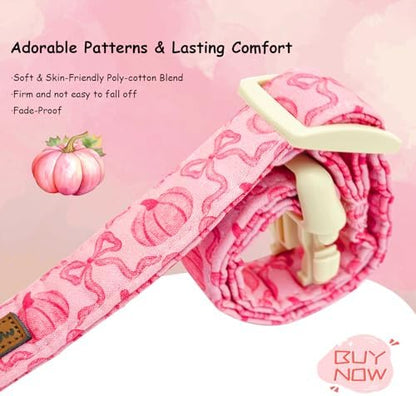 Fall Pink Pumpkin Print Dog Collar Adjustable for Small Dogs