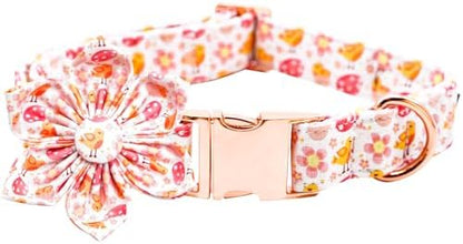 Dog Collar - Easter Day Dog Collars with Flower Chicken Print Adjustable Girl Pet Gift Collar for Medium Small Large Dogs