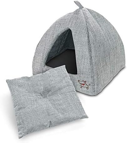 Best Pet SuppliesPet Tent-Soft Bed for Dog & Cat by Best Pet Supplies, Inc., Inc. - Gray Linen, 16" x H: 14", 16" x 16" x H:14" (TT608-M)