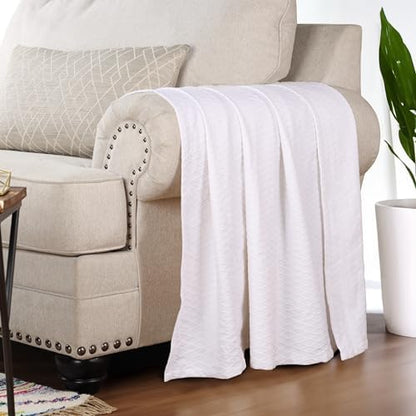 Superior Cotton Blanket, Lightweight, Breathable Bedding, Throw, White