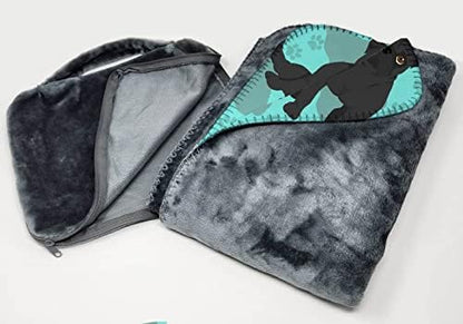 Caroline's Treasures MLM1005TBLT Black Pug Soft Travel Blanket with Bag Airplane Blanket, Indoor Outdoor Camping Blanket for Traveling, Picnics, Beach Trips, Concerts