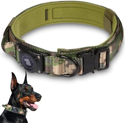 2026 Upgrade Waterproof Tactical AirTag Dog Collar, Built in AirTag Holder