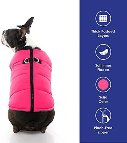 Gooby Padded Vest Dog Jacket, Solid Pink, Large