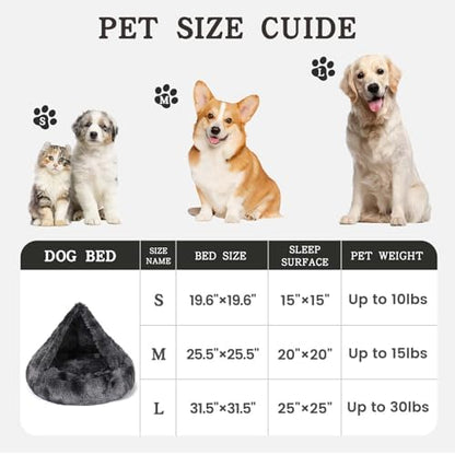 NOYAL Calming Donut Dog Bed, Hooded Cave with Blanket