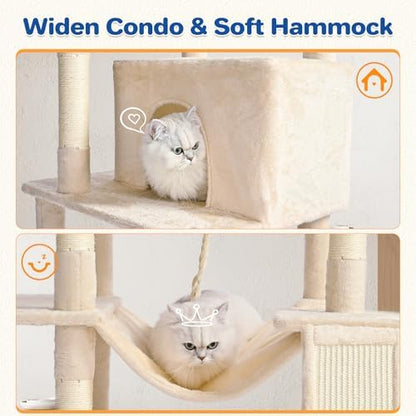 ABCPET 63" Multi-Level Cat Tree Tower for Indoor Cats, Beige
