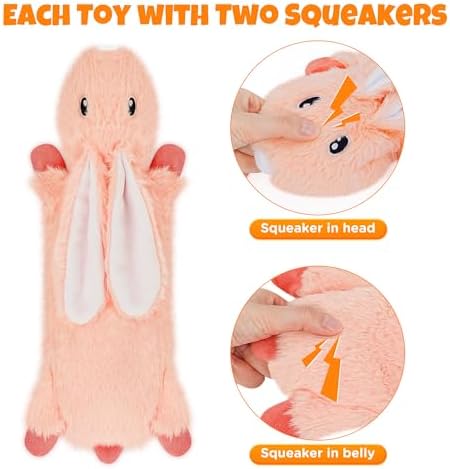 No Stuffing Dog Squeaky Chew Toys Flat Plush for Small Medium Large Breed