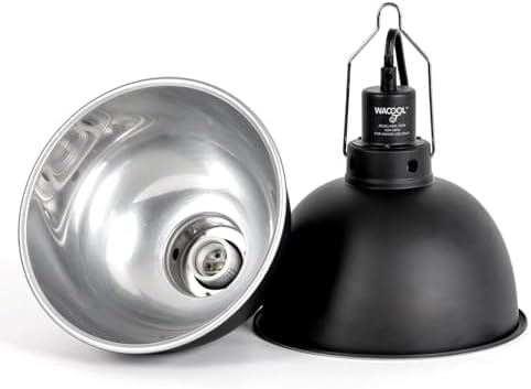 WACOOL TERRA Reptile Light Fixture 2 Pack, 8.5 in Deep Dome Reptile Heat Lamp Fixture, Optical Reflection Terrarium Light Fixture for Reptile UVB UVA Heat Basking Bulbs, Separate Switch & Hook