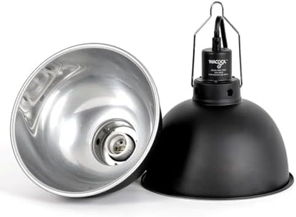 WACOOL TERRA Reptile Light Fixture 2 Pack, 8.5 in Deep Dome Reptile Heat Lamp Fixture, Optical Reflection Terrarium Light Fixture for Reptile UVB UVA Heat Basking Bulbs, Separate Switch & Hook