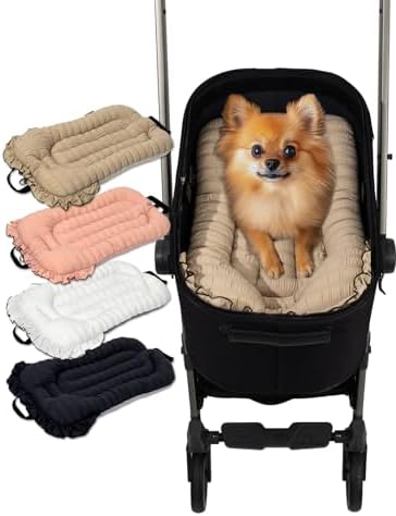 Easy Wash Dog Stroller Mat, Durable Orthopedic Pet Stroller Cushion for Dogs & Cats, Ergonomic Pad for Pet Cart, Ideal Accessories & Pads for Comfortable Rides (Trench Beige, S)
