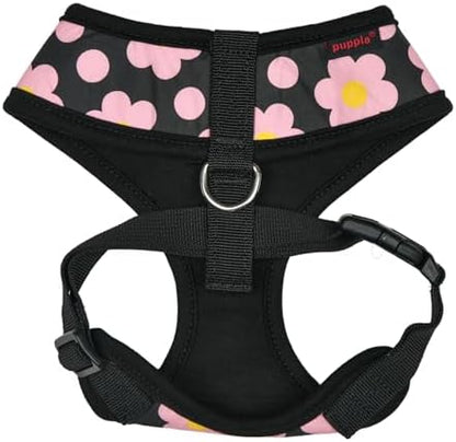 Puppia Bacopas Dog Harness A (Over-The-Head) Fashionable Flower Pattern Spring Summer Harness for Small and Medium Dogs, Black, X-Large