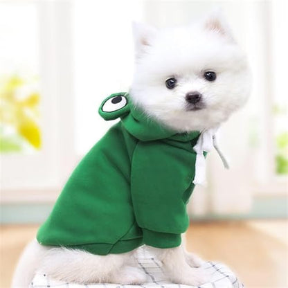 Warm Fleece Lined Dog Hoodie Winter Cute Coat Frog Costume XS