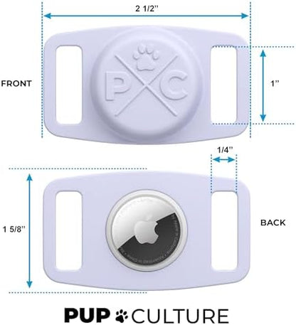 Pup Culture AirTag Dog Collar Holder (2 Pack), Extra-Durable, Lightweight, and Protective AirTag Case for Dog Collar - Track Your Pet Using Apple AirTag Technology - Dog Collar AirTag Holder