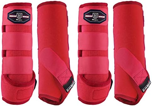 Harrison Howard Splint Boots for Horses 4 Pack, Front & Hind Horse Sport Boots with Neoprene Leg Protection
