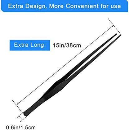Luxiv 15 In Aquarium Tweezers Set, Straight And Curved Feeding Tongs