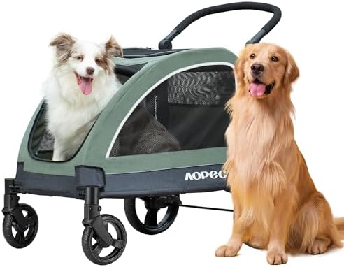 Dog Stroller for Large & Medium Dogs, Dual Entry, 160 lbs Capacity, Green