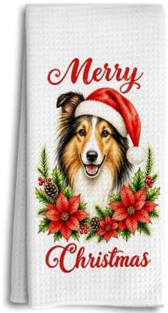Christmas Shetland Sheepdog Kitchen Dish Towels Dishcloth 16x24 Inch