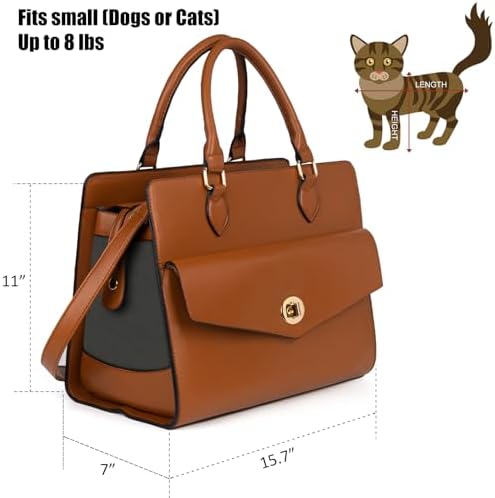Stylish Pet Carrier Purse Leather Bag for Small Dogs Cats Puppy,Airline Approved Soft-Sided Carriers