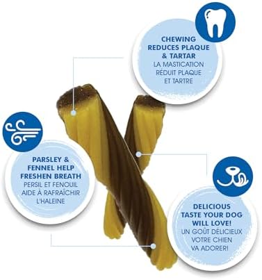 N-Bone FLOSSta Daily Dental Sticks for Dogs, SQF Certified, Natural Dog Dental Treats to Freshen Breath, Peanut Butter Flavor, 15 ct. Pouch (12oz)