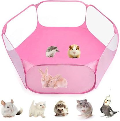 2-Pack Guinea Pig Carrier and Playpen Set - Breathable Pet Playpen Pop Open Outdoor/Indoor Exercise Fence, Portable Small Animal Backpack for Bearded Dragon, Rabbits, Hamster, Chinchillas