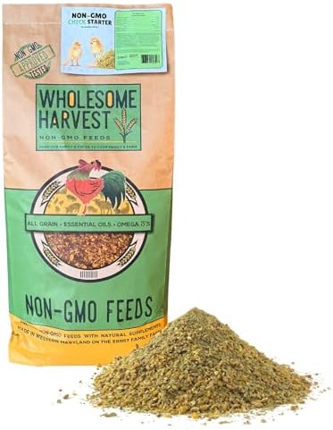 Chick Starter Feed - Non-GMO Chick Food Starter with Omega 3 and Natural, Herbal Ingredients - Chicken Feed for Growing Healthy Chicks with High-Protein 22% and Probiotics - 25 Lb