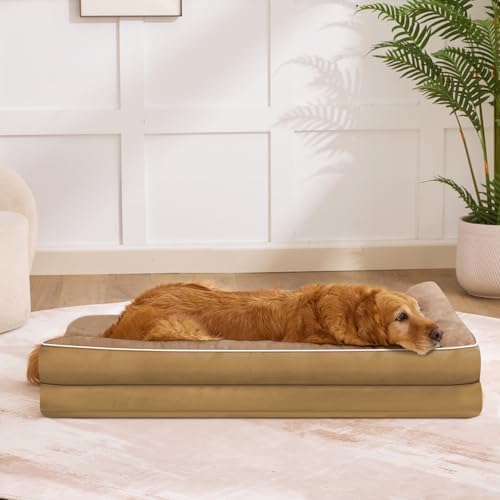 XXL Orthopedic Dog Bed, Extra Large Dogs, 48"x35"x7.5", Camel