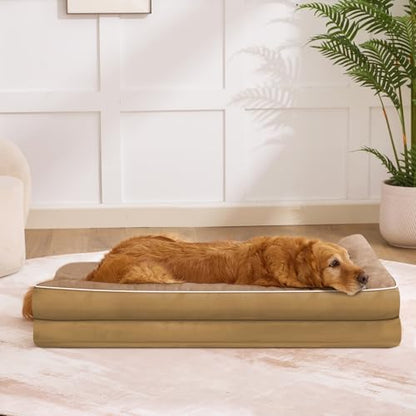 XXL Orthopedic Dog Bed, Extra Large Dogs, 48"x35"x7.5", Camel