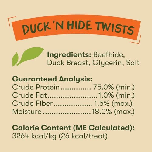 Pet 'n Shape Duck 'n Hide Twists - Duck Wrapped Rawhide Natural Dog Treats, Small, 1 Pound (Pack of 1)