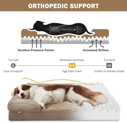 INVENHO Orthopedic Extra Large Dog Bed, XXL Waterproof Dog Sofa, Egg-Crate Foam Couch with Washable Removable Cover, Waterproof Lining and Nonskid Bottom