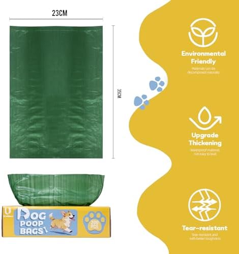 Dog Poop Bags Rolls - 200 Count Biodegradable for Dogs, Extra Thick Leak Proof Doggie Bags, Large Single Roll in Pull-Out Dispenser Box, Eco-Friendly Pet Waste