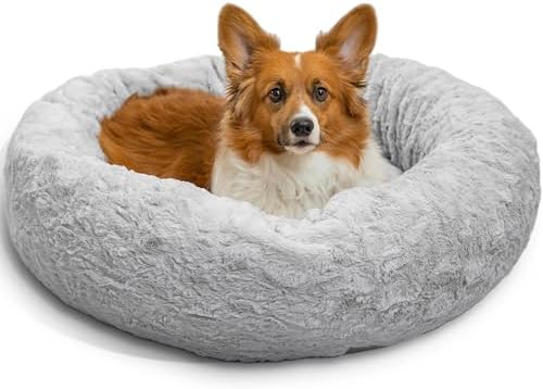 Best Friends by Sheri Original Calming Donut Dog Bed, Gray, Medium, 30"