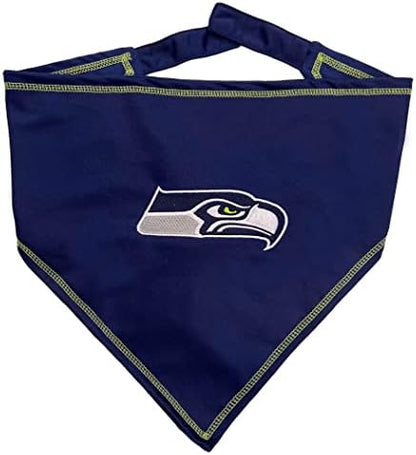 NFL Seattle Seahawks TIE Bandana, Large/X-Large. Dog Bandana Scarf Bib for Pet Cat Dog. The Ultimate Game-Day, Party Bandana