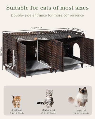 SETVSON Cat Litter Box Enclosure for 2 Cats, Hidden Litter Box, Brown