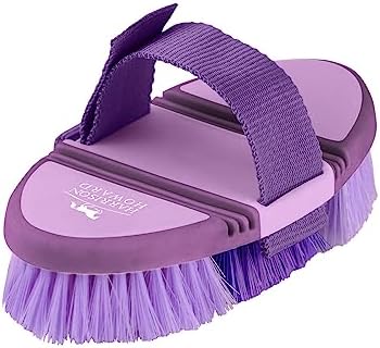 Harrison Howard Flexible Finish Horse Grooming Brush - Bendable, Comfortable Hold, Purple