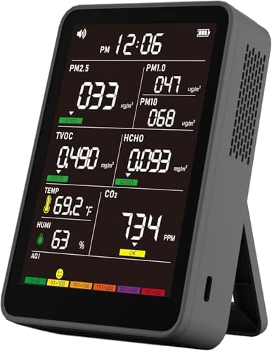 16-in-1 Indoor Air Quality Monitor, High-Precision Multi-Parameter Smart Air Quality Tester with HD Real-Time Color Screen, Portable Air Quality Monitor for Home, Office, Cars, School, Bedroom