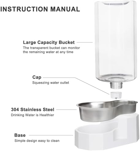 Sfozstra 9L Large Dog Water Dispenser: Gravity Design for Multiple Pets
