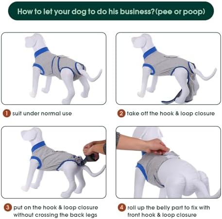 Kuoser Recovery Suit for Dogs Cats, Soft Dog Surgery Suit Female Male Spay