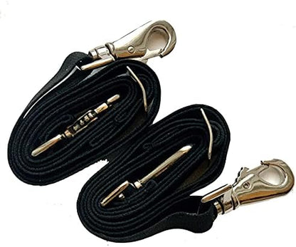 Majestic Ally Pack of 2 Adjustable Length Horse Blanket Sheet Replacement Elastic Leg Strap with Double Swivel Snaps (Black)