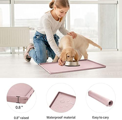 Silicone Dog Food Mat Waterproof Pet Feeding Tray for Medium and Large Dogs