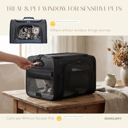 Top-Expandable Pet Carrier with Treat Pet Window,17x11x9.5 Airline Approved