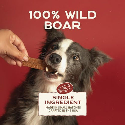 Smart Cookie 100% Wild Boar Jerky Dog Treats - Single Ingredient Hypoallergenic Training Treat Strips for Dogs and Puppies with Sensitive Stomachs - 100% Boar Meat, Grain Free, Made in USA - 3oz