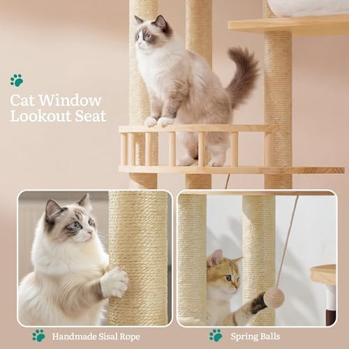 YITAHOME 63" Stable Pine Wood Cat Tree